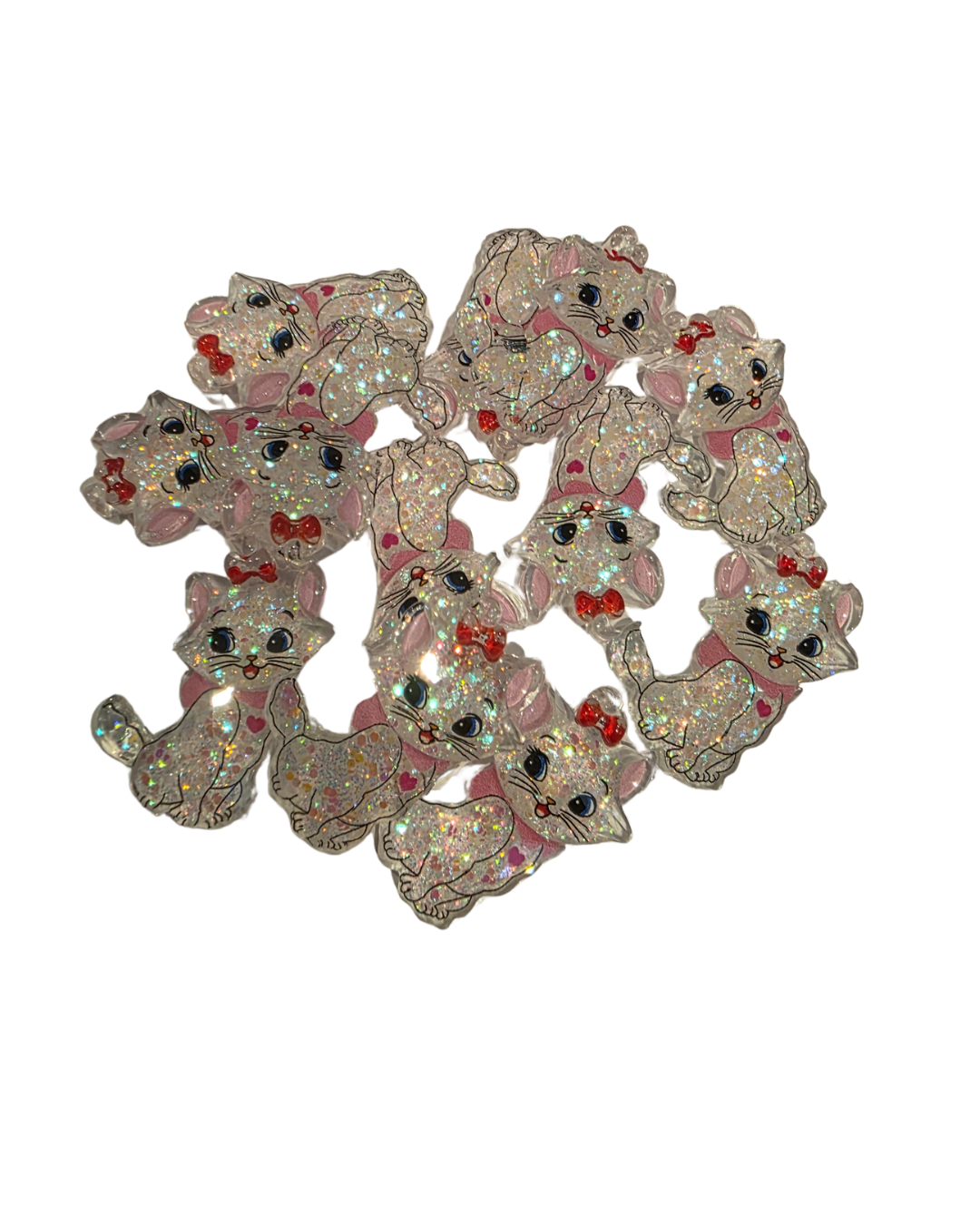 Glitter Kitten Resin Flatback Embellishment | Cute Sparkly Cat Cabochon for Crafts