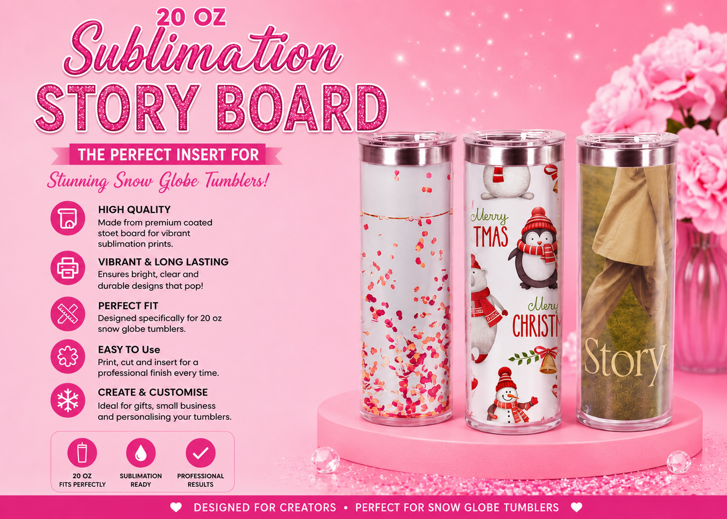 20oz Sublimation StoryBoard Snow Globe Tumblers