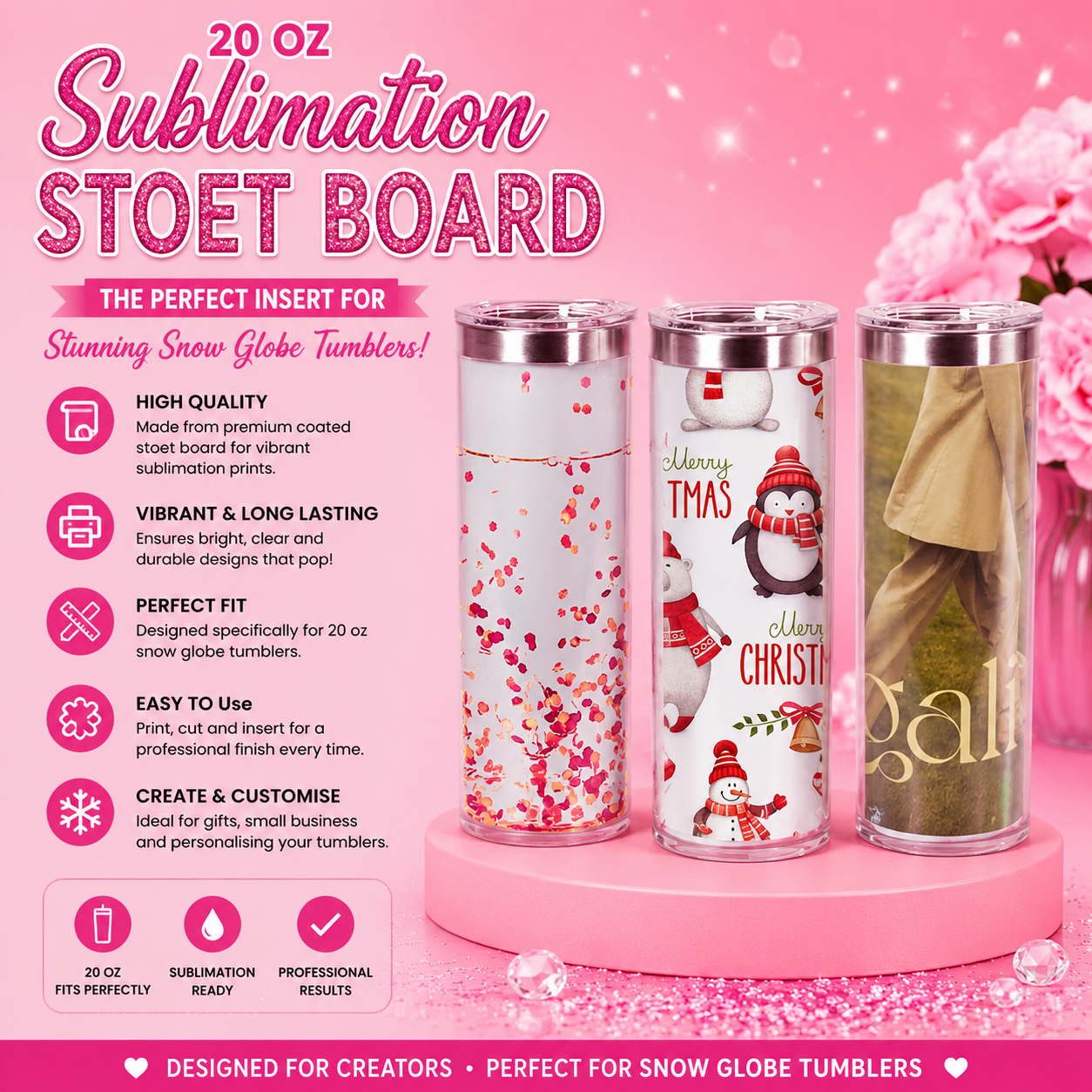 20oz Sublimation StoryBoard Snow Globe Tumblers