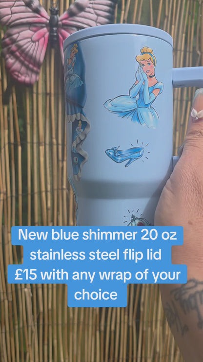 20oz Stainless Steel Shimmer Cup with Flip Lid – £15