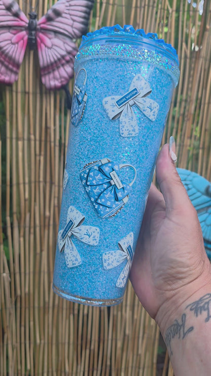 24 oz No Globe blue Pastel Tumbler Gift Set