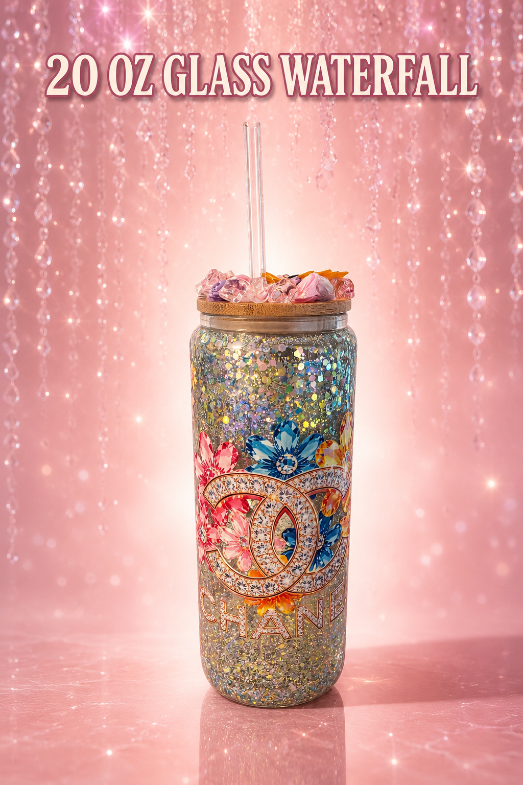 20 oz Designer inspired Glass Waterfall with handle