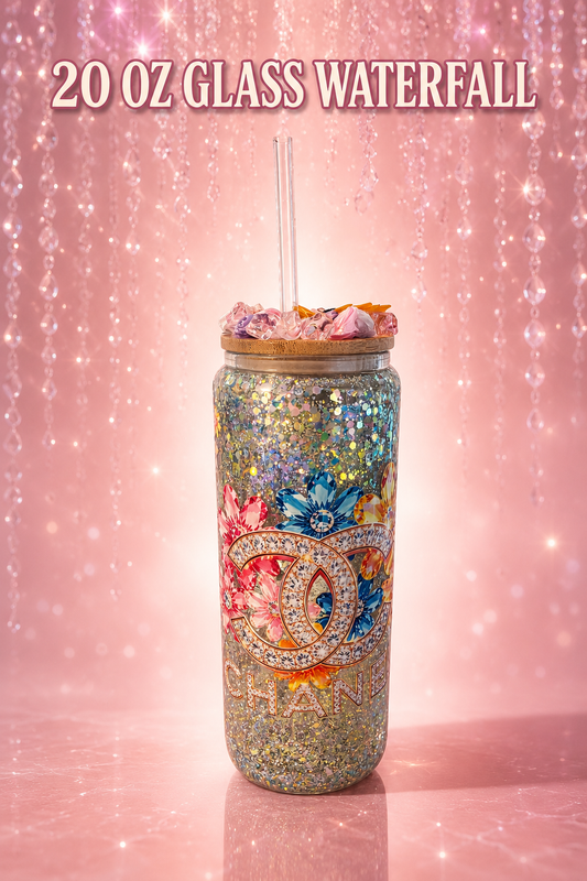 20 oz Designer inspired Glass Waterfall with handle
