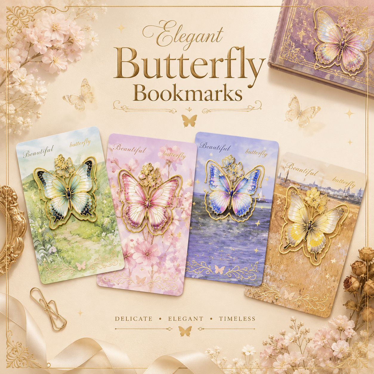 Elegant Butterfly Metal Bookmarks | Vintage Butterfly Page Markers | Large Single Butterfly