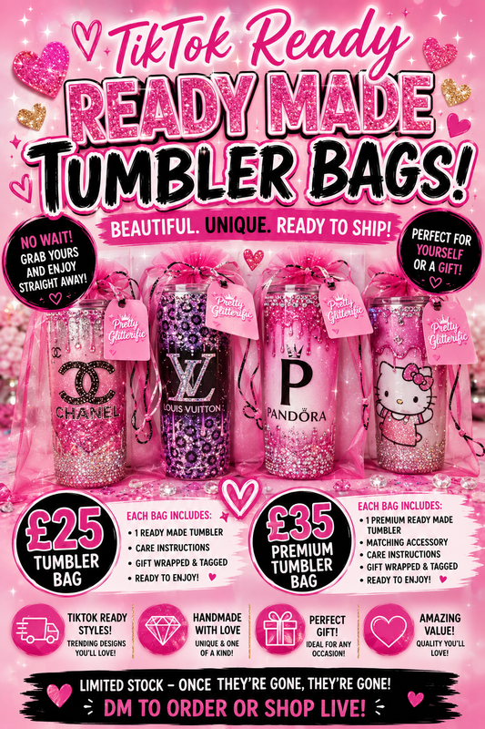 £25 & £35 Ready Made Tumbler Bags | Gift Ready Tumblers | Pretty Glitterific