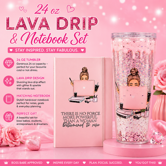 24oz Lava Drip Tumbler & Matching Notebook Gift Set – Boss Babe Collection