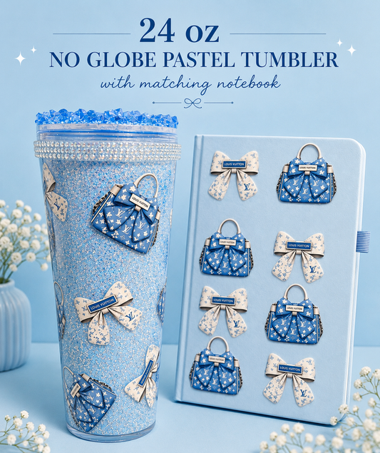 24 oz No Globe blue Pastel Tumbler Gift Set