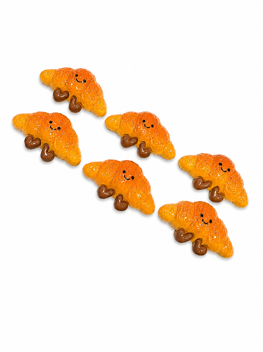 Kawaii Food Friends Resin Flatback Embellishment Set | Cute Bread, Croissant, Pretzel, Cake & Bun Cabochons