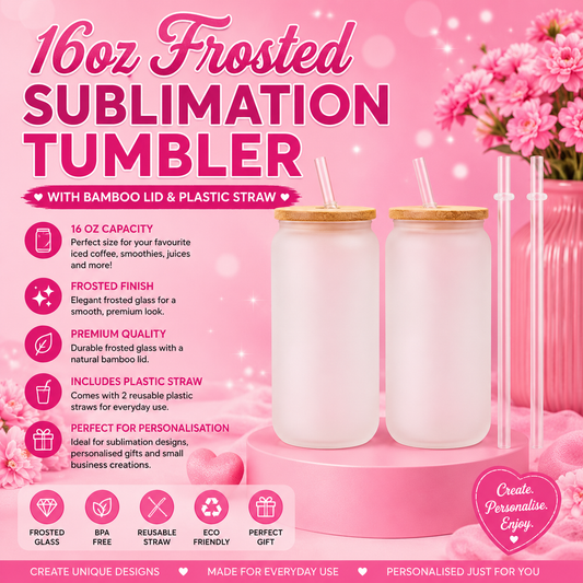 16oz Frosted Sublimation Glass Ca