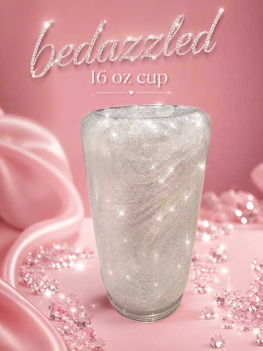 Bedazzled 16 oz Cup – Custom Glitter Tumbler | Choose Your Colour & Wrap