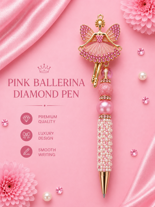 Pink Ballerina Diamond Pen – Handmade Luxury Crystal Pen