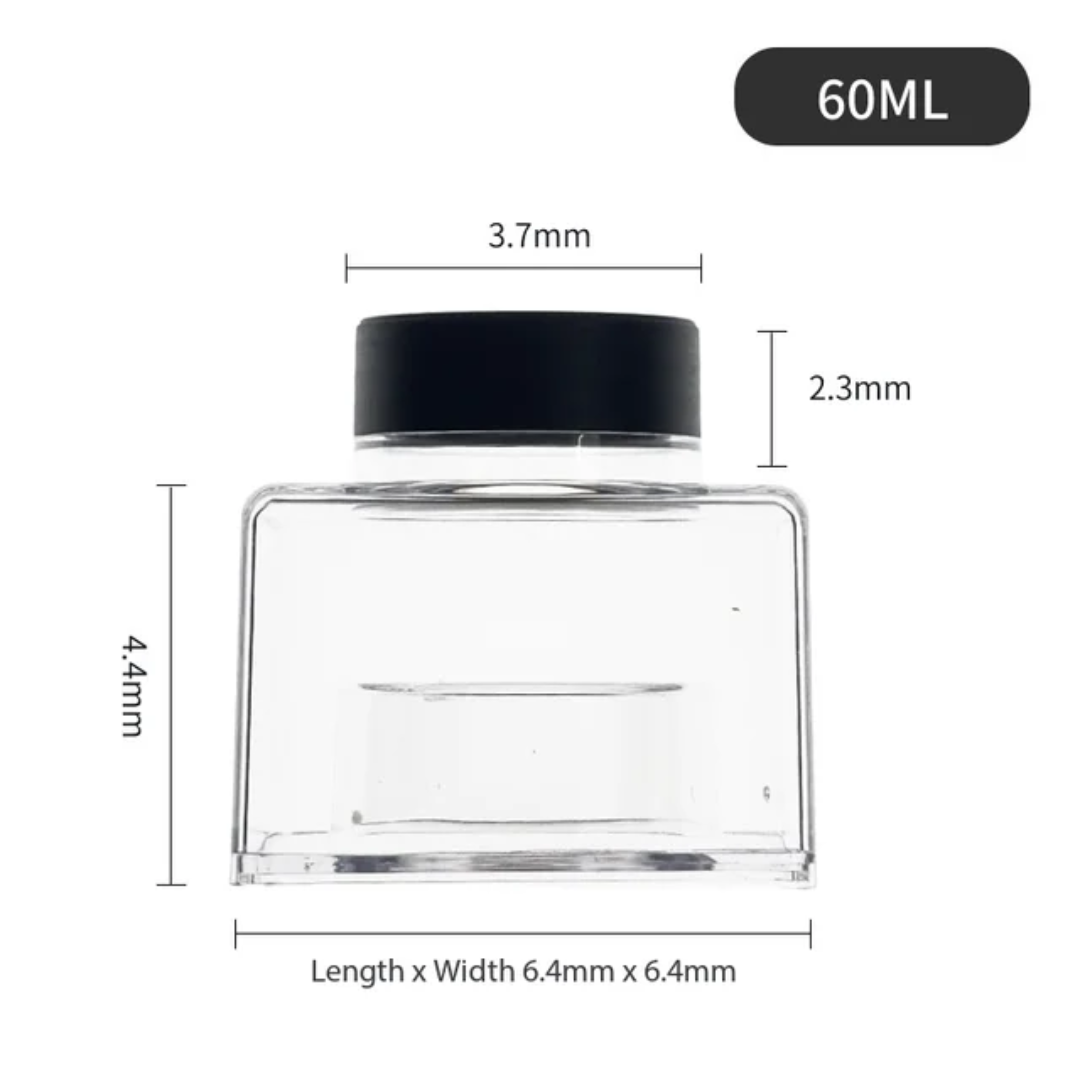 2 oz/ 60g Square Glitter Storage Pot with Black Lid