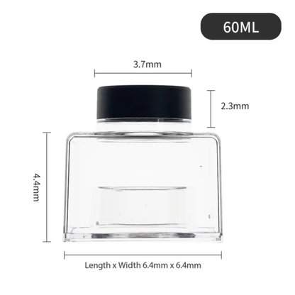 2 oz/ 60g Square Glitter Storage Pot with Black Lid