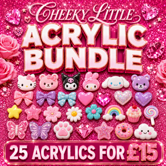 Cheeky Little Acrylic Bundle – 25 Flat-Back Acrylic Shapes for £15