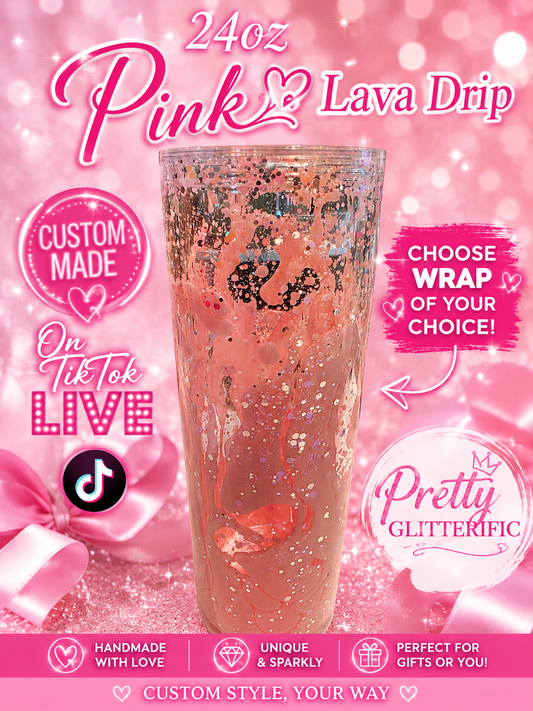 24oz Pink Lava Drip Tumbler | Custom Made Live on TikTok