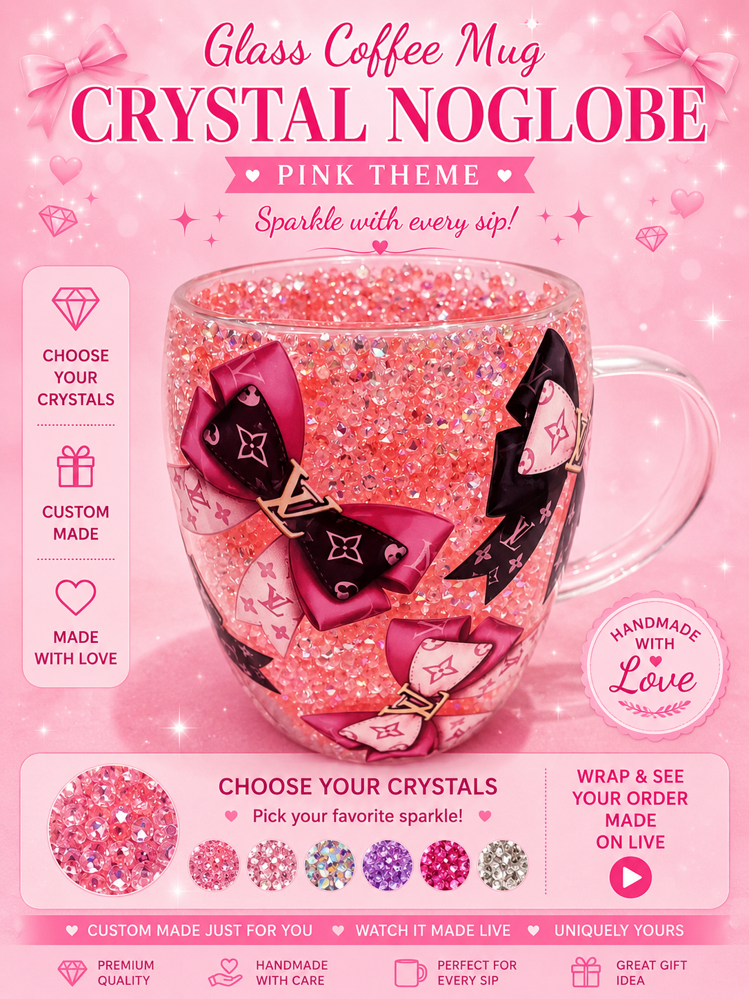 Custom Crystal Glass Coffee Mug Handmade Crystal Mug