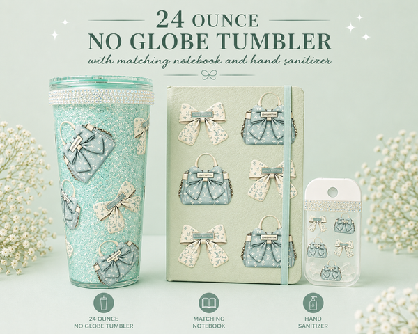 24 oz No Globe Mint Green Pastel Tumbler Gift Set