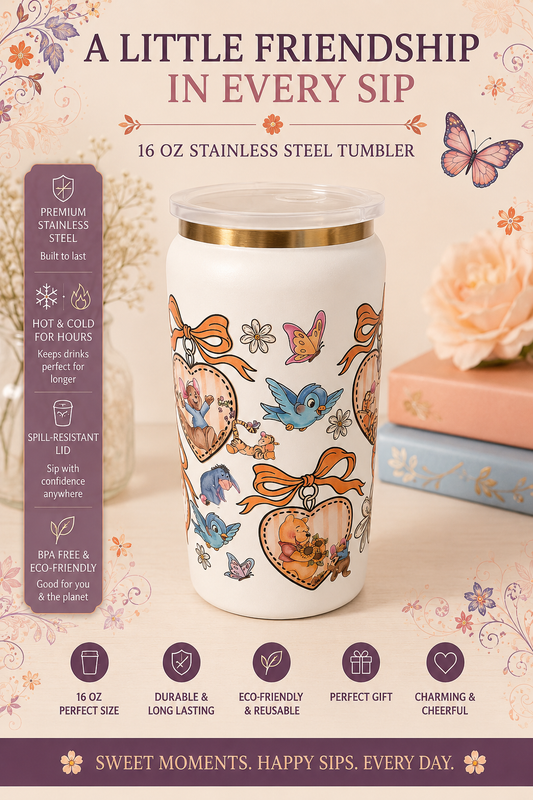 A Little Friendship in Every Sip – 16 oz Stainless Steel Tumbler