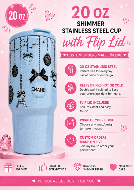 Blue bauble 20oz Stainless Steel Shimmer Cup with Flip Lid