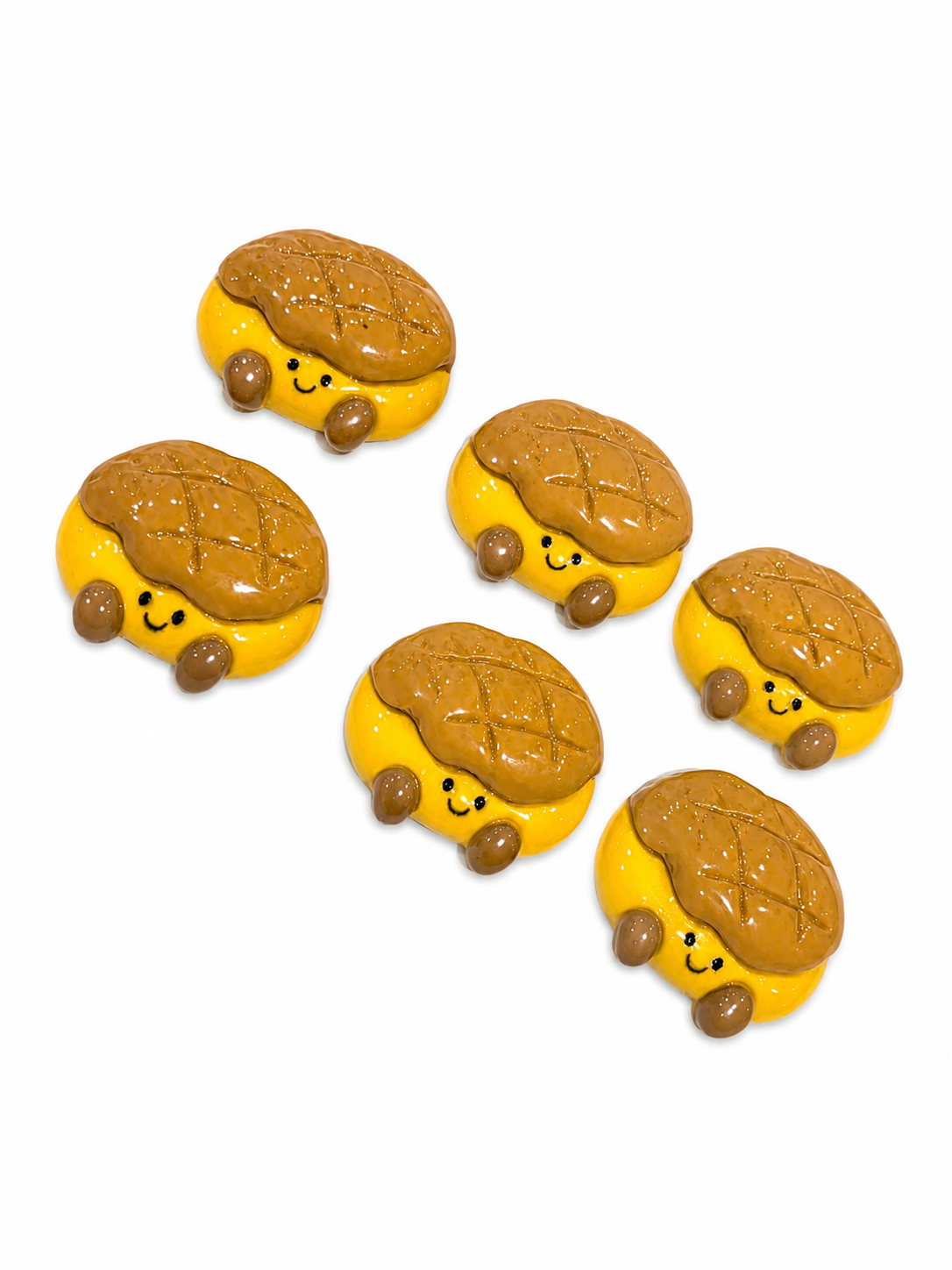 Kawaii Food Friends Resin Flatback Embellishment Set | Cute Bread, Croissant, Pretzel, Cake & Bun Cabochons