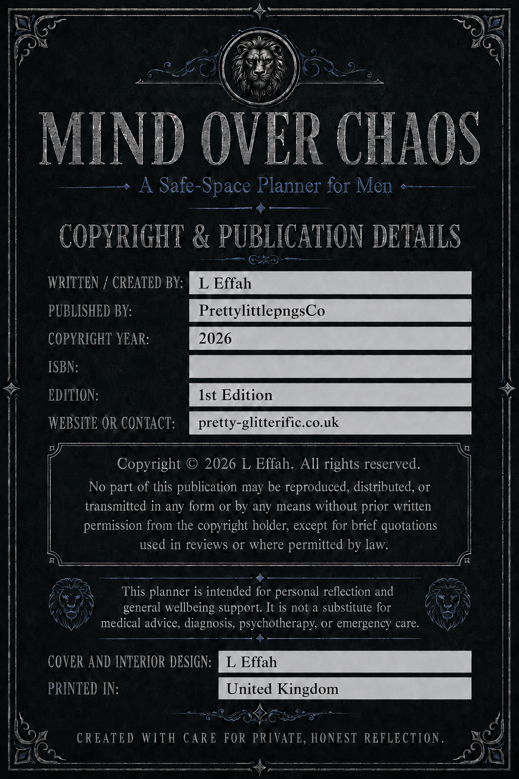 Mind Over Chaos - a safe space journal for Men