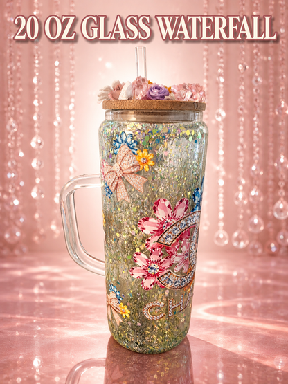 20 oz Designer inspired Glass Waterfall with handle